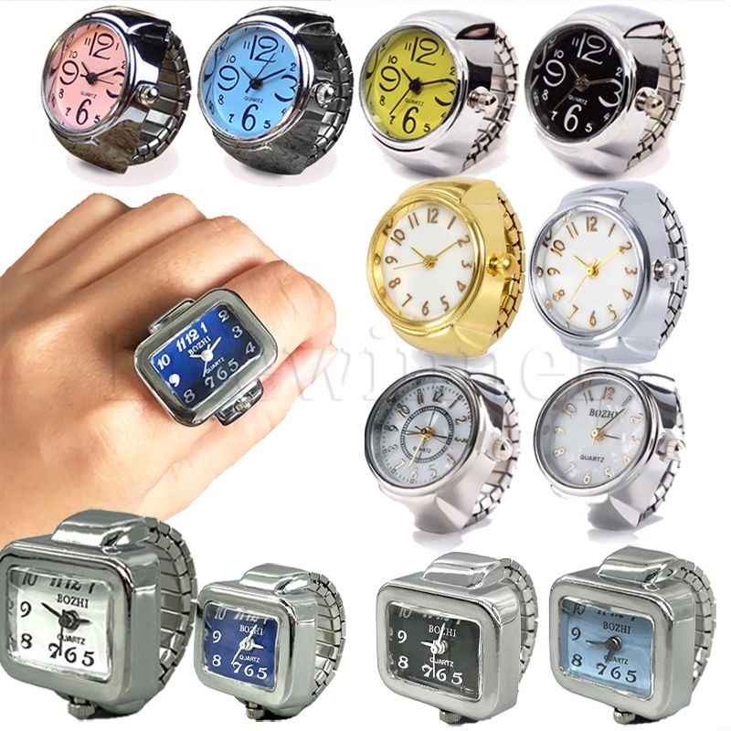 Mulher Concha De Aço Inoxidável Retro Anel De Dedo Homem Luxo Relógio Quadrado Jóias De Moda Pequeno Punk Ponteiro Personalizado Criativo Mini