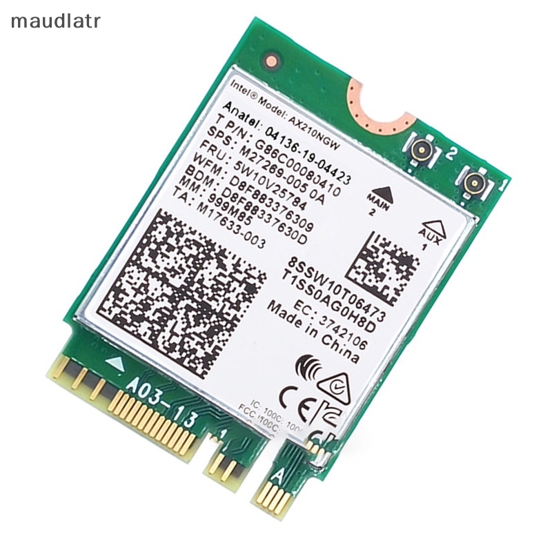 Maud Para laptop PC WiFi 6E Intel AX210 Bluetooth 5.2 M . 2 Placa Sem Fio AX210NGW 2.4Ghz 5Ghz 6Ghz 5374Mbps 802.11ax Adaptador AX200 Pt