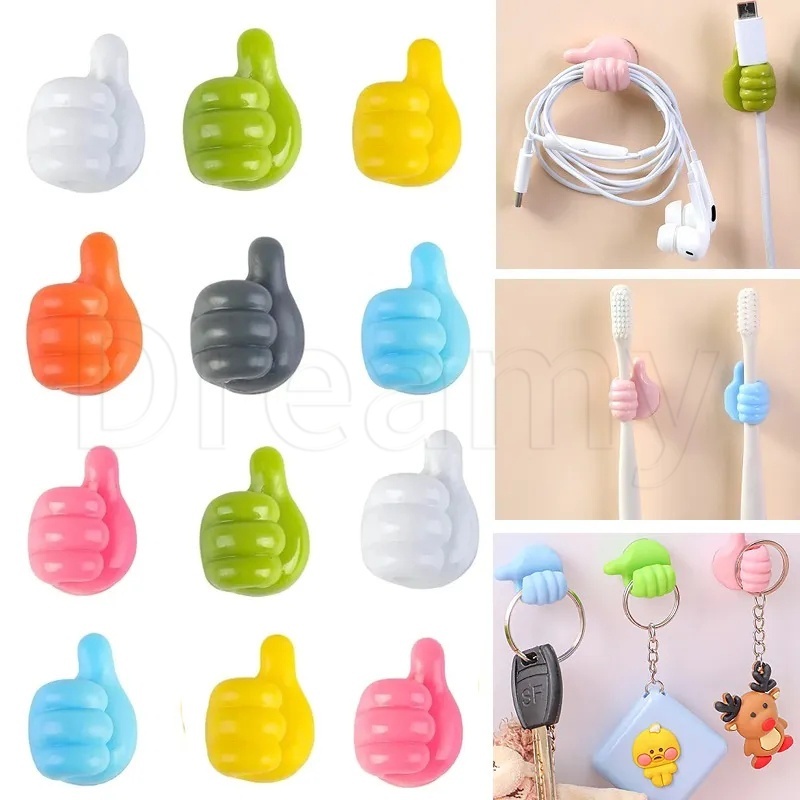 1/4/10Pcs Cabo De Alimentação De Dados De PVC Portátil Colorido Aleatório Rack De Fixação/Carregamento Em Forma De Polegar Gancho Fixo/Mini Clipes Organizadores De Cabos Fofos/Suporte De Armazenamento De Fios Autoadesivo