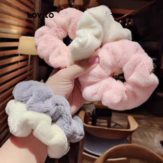 Lovito Faixas de Cabelo de Faux Fur com Babado para Mulheres L60AD061 (Caqui/Branco/Rosa/Preto)