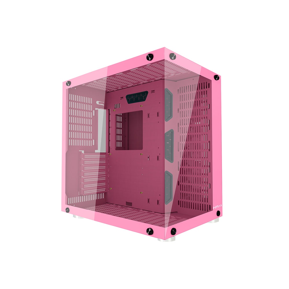 Gabinete Gamer Hyrax Lateral de Vidro Temperado Rosa Hgb700p