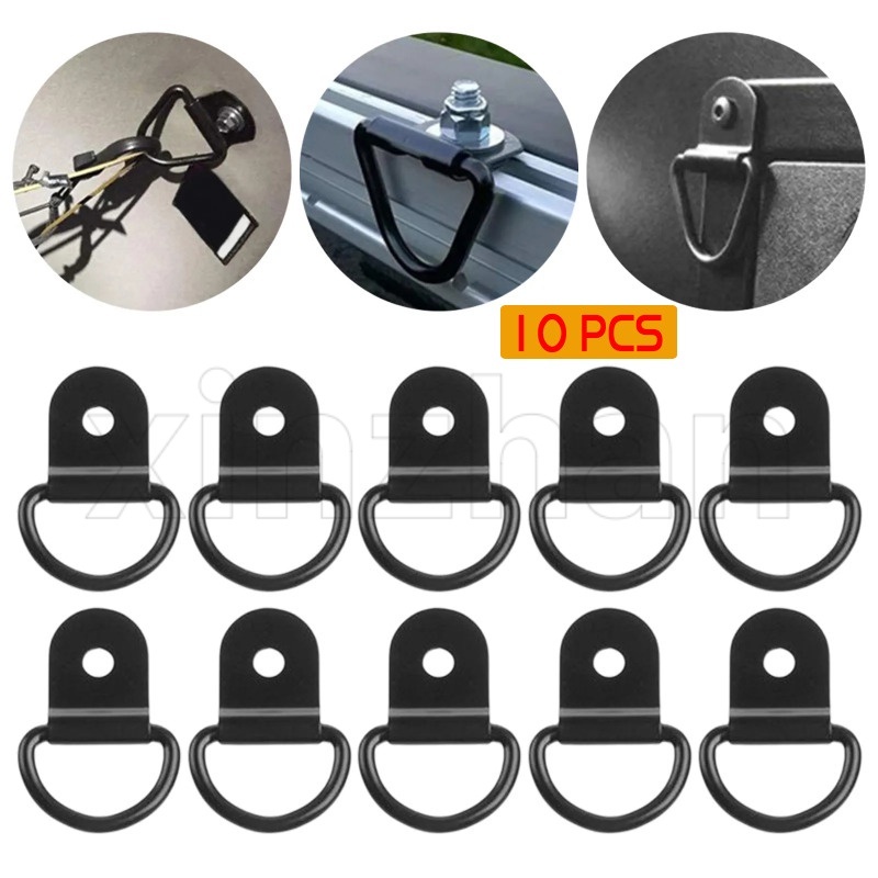 10 Peças Em Forma De D Fivela De Fixação Da Placa De Ferro Do Anel De Puxar Para Carro/Gancho Porta Traseira Caminhão Conexões Âncora Carga/Encadernação Multiuso De Aço Inoxidável/Veículo Fora De Estrada