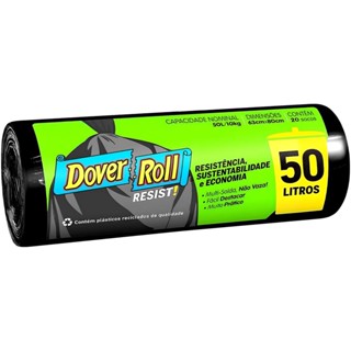 Saco Para Lixo Resist! Preto 50L 20un - Dover Roll