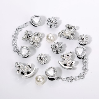 Jibbitz Set DIY Diamond Acessórios para Calçados de Fivela de Corrente Acessórios para Calçados de Fivela Tridimensional Decoração de Chinelos de Flores