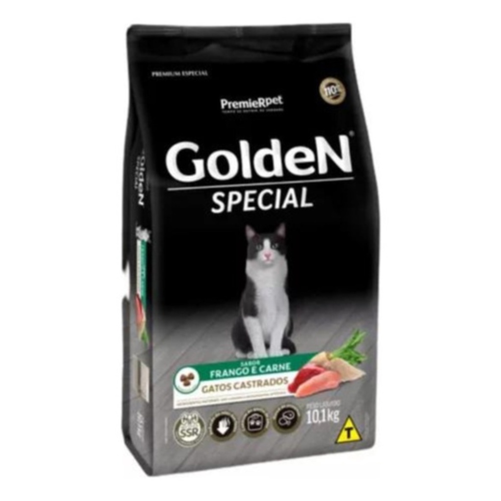 Ração Golden Special  Gatos Castrados Frango E Carne 10,1kg