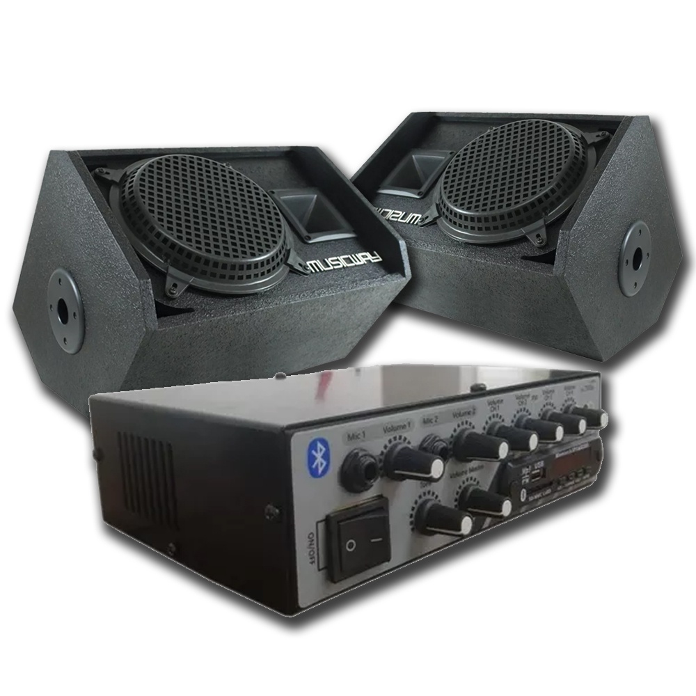Kit 2 Caixas Acusticas Retorno + Amplificador RC7000