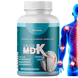MDK Cálcio 2.000 UI Vitamina D3, Vitamina K2 e Magnésio - Cálcio MDK 120 Comprimidos - BioVittas