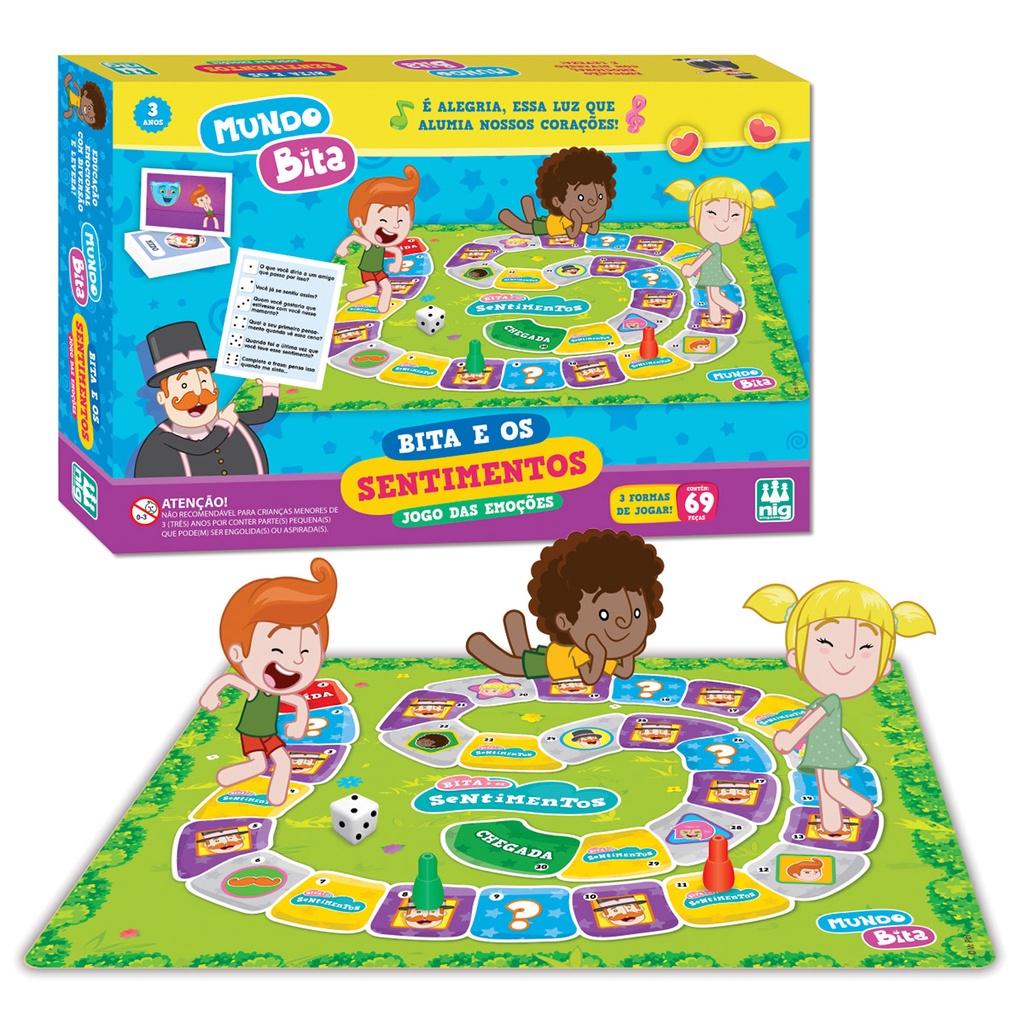 Bita E Os Sentimentos Jogo Das Emoções 69 pcs Educação Emocional Mundo Bita Nig Brinquedos