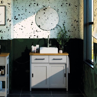 Gabinete Armário Banheiro Ditália com Cuba + Espelho / BN-03 cor:cinza em Oferta na Shopee