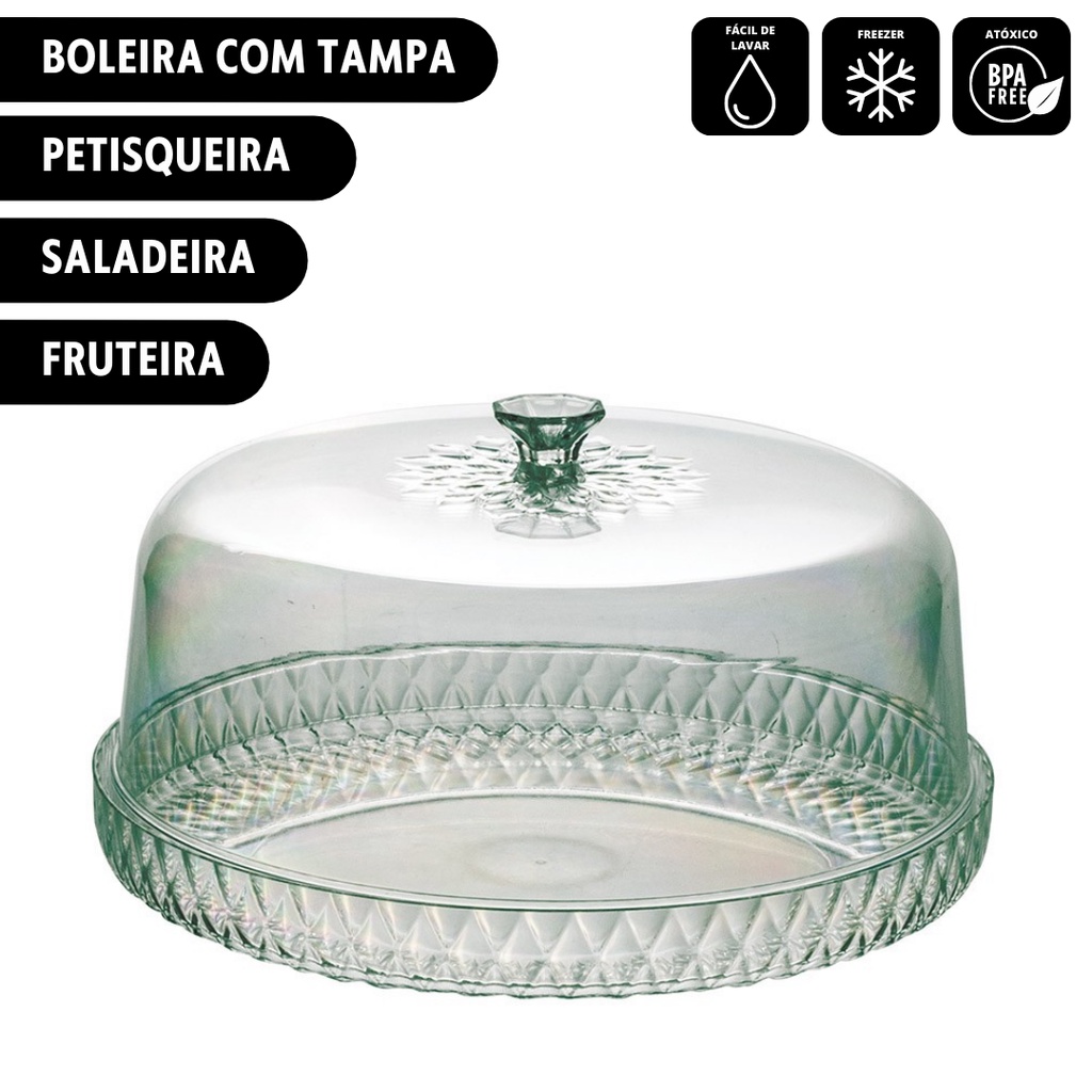 Boleira Acrílica Glamour Verde Porta Bolo Plasútil