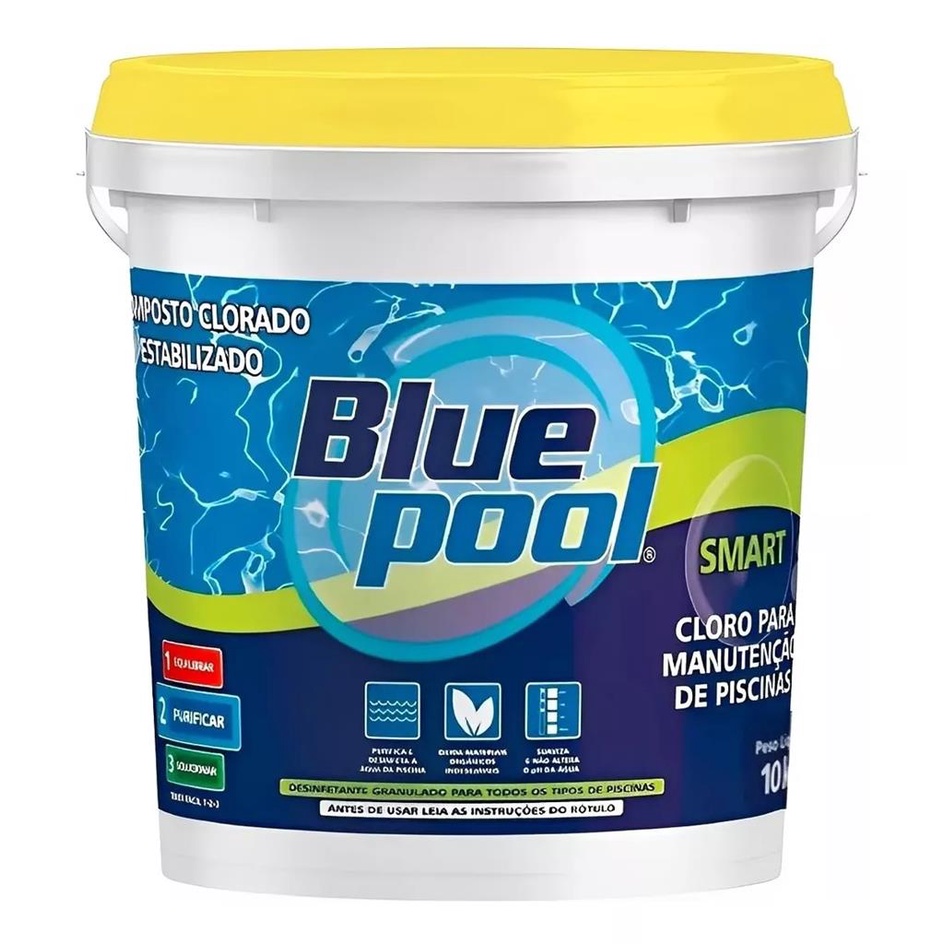 Balde De Cloro Smart Bluepool 10 Kg Para Limpeza E Manutenção Para Piscina