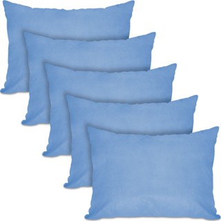 Kit 5 Travesseiros Fibra Siliconada Tecnologia Bloqueador Bacteriano 45X65 BF Colchões