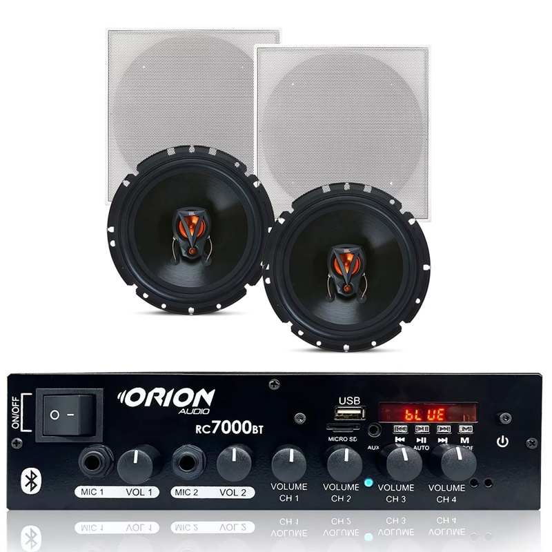 Kit 2 Arandelas Quadrada Jbl + Receiver Som Ambiente Rc7000