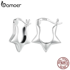 Bamoer 925 Prata Esterlina Brincos Estrela Simples Todos Os Dias Jóias De Moda Versáteis Para Mulheres SCE1615