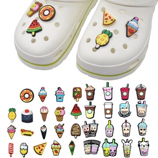 crocs jibbitz Cartoon Sorvete De , Chá De Leite Divertido , Sapato De Buraco De Café Decorações Encanta Crianças Presente Para