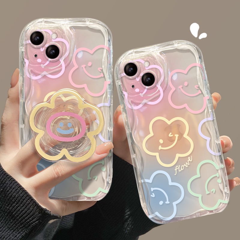 Suporte De Transparente Pink Love Flowers Para iPhone 14 13 12 11 Pro MAX Mini 6 6S 7 8 Plus X XS XR SE Estojo De Celular Estereoscópico Macio Com Borda De Onda Estereoscópica em Oferta na Shopee