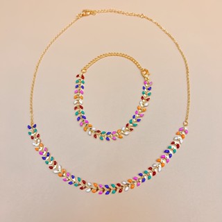 Kit Colar Gargantilha de espinha de Peixe de ouro 18K Pulseira de Osso de Peixe em Oferta na Shopee