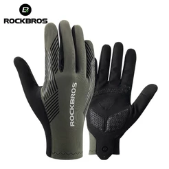 Luvas De Bicicleta Rockbros Cycling Touch Screen Full Finger MTB De Estrada À Prova De Choque Antiderrapantes Elásticas De Outono Respiráveis