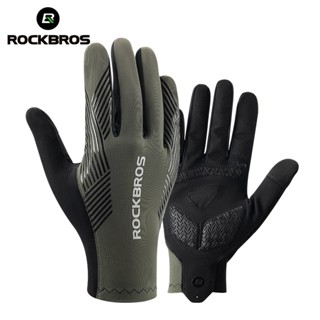 Luvas De Bicicleta Rockbros Cycling Touch Screen Full Finger MTB De Estrada À Prova De Choque Antiderrapantes Elásticas De Outono Respiráveis