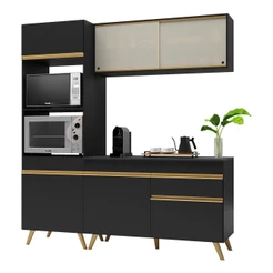 Cozinha Compacta Multimóveis Veneza GB FG3695 com Armário e Balcão Preta
