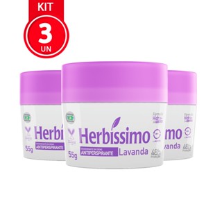 Kit 3 Unidades Desodorante Creme Herbíssimo Lavanda 55g