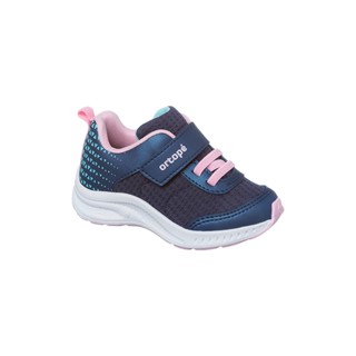 Tênis Infantil Feminino Ortopé Dna Flex Azul Marinho com Detalhes Rosa