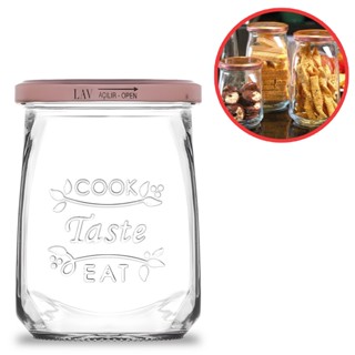 Porta Mantimento Pote De Vidro Com Tampa De Metal Rosqueável Rose Gold Pote Tasty 550ml