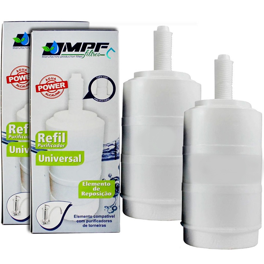 Kit 2x Filtros Refil Vela Alcalina para Torneiras Lorenzetti Acqua Bella Delta Imperatriz Herc