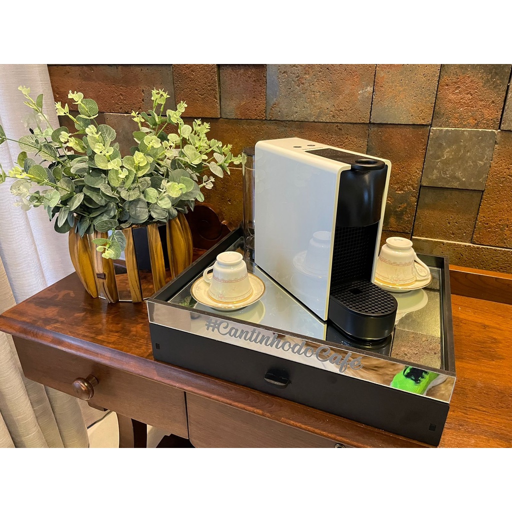 Organizador de Capsulas Nespresso Com Suporte Para Cafeteiras Vidro Superior Espelhado