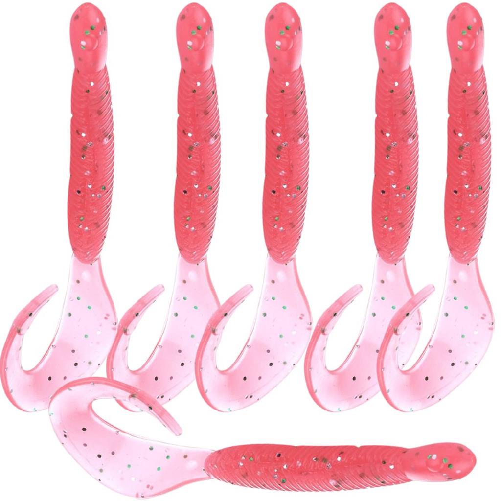 6 Iscas Artificiais Grub 12cm 9.2g Bicudas Robalo Tucunare Trairao Rosa Chiclete