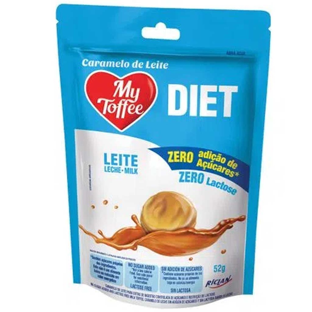 Bala de Caramelo de Leite Diet My Toffe 52g - Riclan