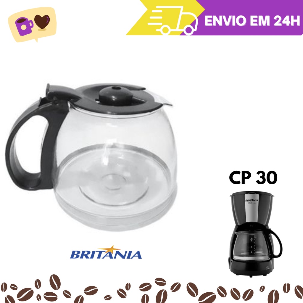 Jarra para Cafeteira Britania Modelos Cp30 Inox Vidro Preta