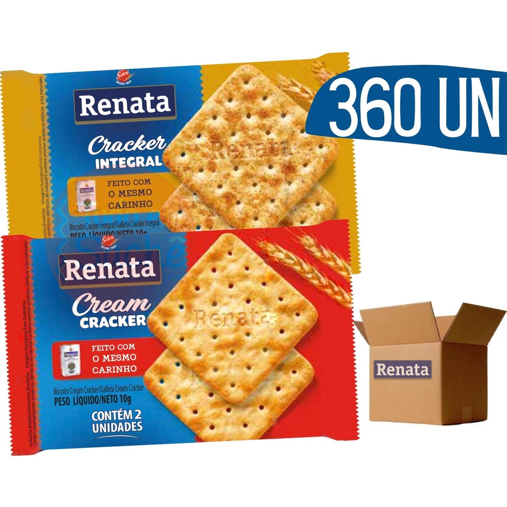 Biscoito em Sache Pacote Individual Renata Cream Cracker e Cracker Integral Bolacha - 360 und