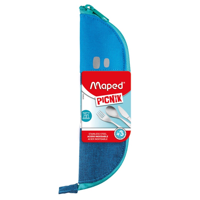Kit talheres inox c/3 peças Picnik Concept Kids Azul 878003 Maped