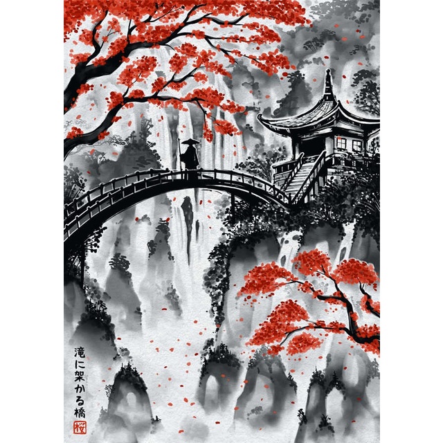 Quadro Decorativo Samurai Sakura Guerreiro, decoração casa Quadro Decorativo japonês gueixa samurai tamanho grande Decoração para sala casa cozinha quarto Quadro decorativo abstrata Moderno Decoração Sakura Guerreiro, Sunset Retro arte #55