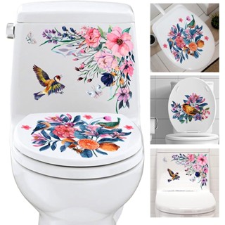 4pcs Pássaro Botânico Flor Toilet Lid Adesivo Removível À Prova D