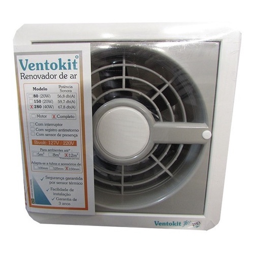 Motor Exaustor Renovador Ar C 280 A 12m² Bivolt Ventokit Wdb