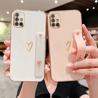 Estojo De Telefone Para Samsung Galaxy A31 A51 A71 4G M51 M31 Prime M30S Luxury Plating Love Heart Holder Suporte De Silicone À Prova De Choque