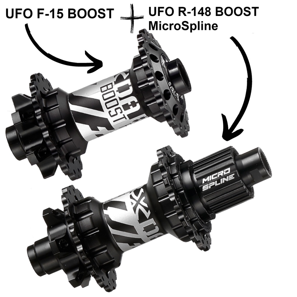 Par de Cubo Traseiro Dianteiro BOOST Dabomb Bike Bicicleta UFO F-15 / UFO R-148 MicroSpline