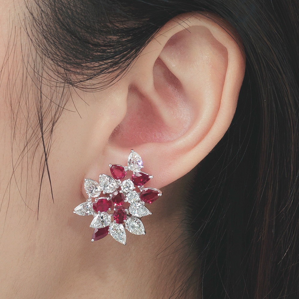 925 Prata Lindo Vermelho/Branco CZ Brincos 2022 Novo Noivado Festa De Casamento Orelha Piercing Acessórios Para Mulheres