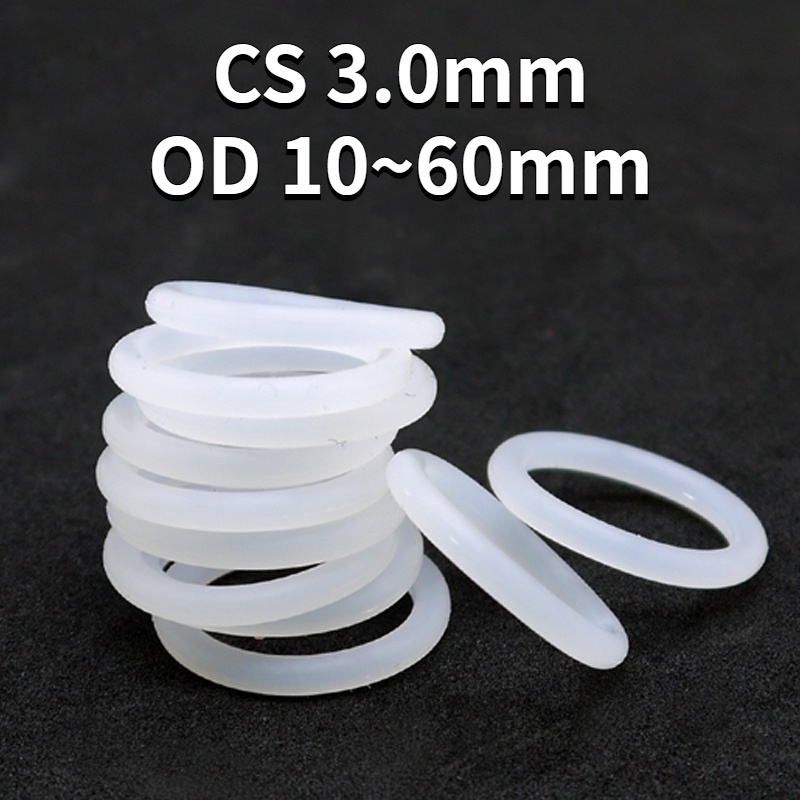 [XJK] Anel de vedação de borracha de Silicone branco O-Ring CS3.0mm x OD10 ~ 60mm Diâmetro do fio / redondo externo