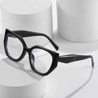 Nova Lente Plana De Moldura Grande , Moda E Versátil Na Europa América , Óculos Simples , Decoração Personalizada Dos Olhos De Gato Anti-Luz Azul