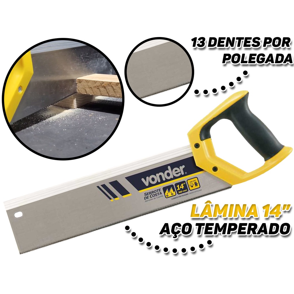 Serrote Madeira De Costa Meia Esquadria 14 Pol 470mm Vonder - Home & Living