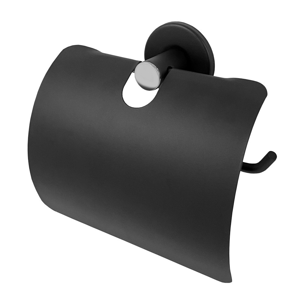 Papeleira Porta Papel Higiênico Preto Fosco Parede Inox