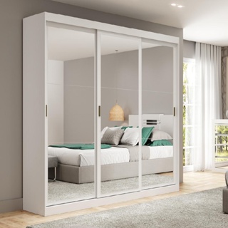 Guarda Roupa Casal 3 Portas 4 Gav Espelho Branco Carraro 1144 em Oferta na Shopee