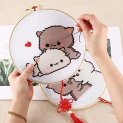 Kit De Bordado Em Cruz Simples Para Iniciantes Casal De Pingente De Decoração De Casa Feito À Mão Pacote De Material