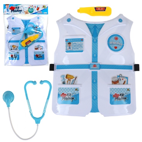 Brinquedo Colete Meninos Kit Médico Infantil Com 2 Acessórios Divertido Faz de Conta