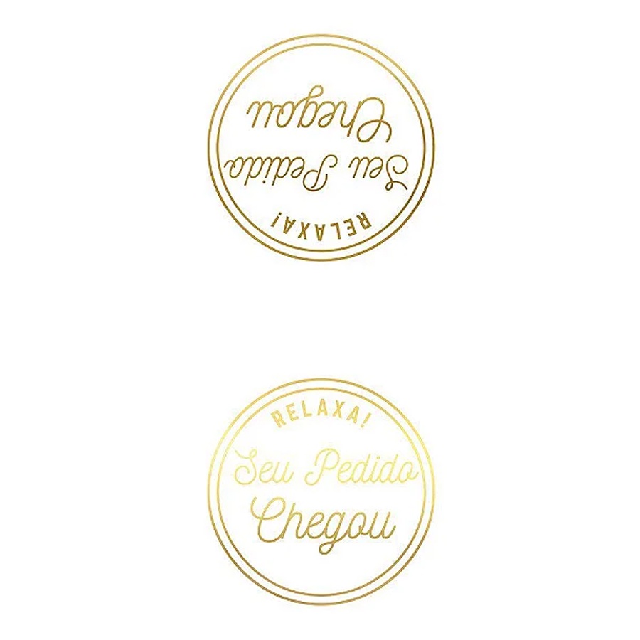 Adesivo "Relaxa Seu Pedido Chegou" - Ref.2043 - Hot Stamping - Dourado - 30 unidades - Stickr - Stationery
