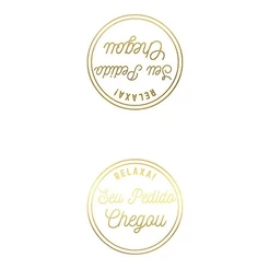 Adesivo "Relaxa Seu Pedido Chegou" - Ref.2043 - Hot Stamping - Dourado - 30 unidades - Stickr