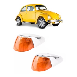 Par Lente Pisca Seta Dianteira + Capa Cromada Fusca Laranja Sorriso Largo 1970 À 1996 em Oferta na Shopee